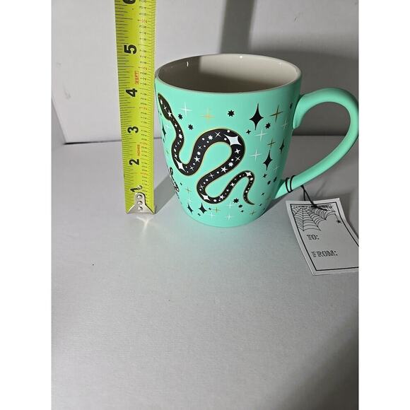 Cobwebs And Cauldron Mug Black Snakes Green Teal Soft Touch Reputation Halloween - Picture 5 of 8